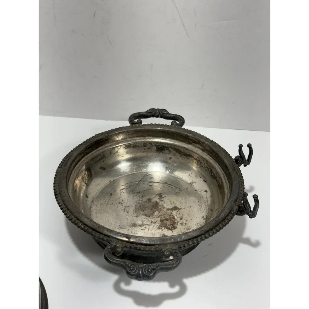 New Amsterdam Silver Co Footed Quadruple Plate 615 Pairpoint Butter Dish Vintage